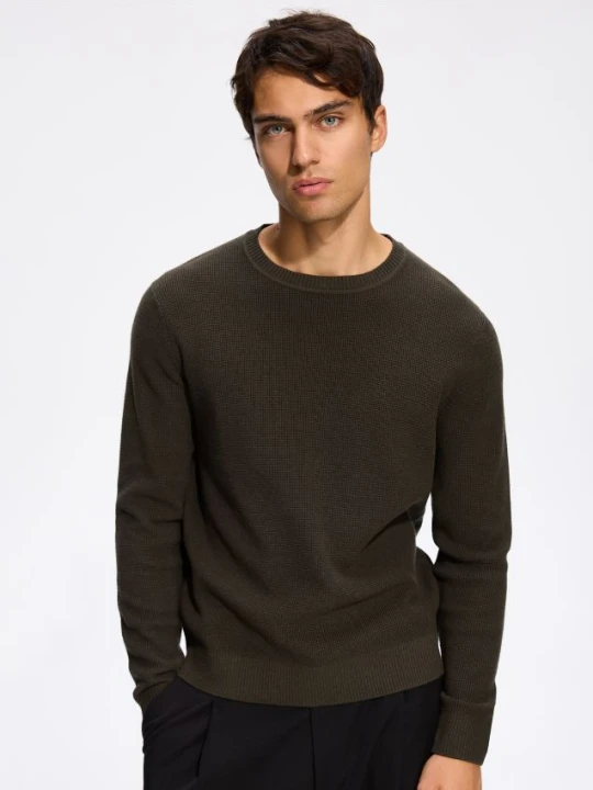 Foto del prodotto Reserved - Maglione strutturato in misto cotone - verde-marrone