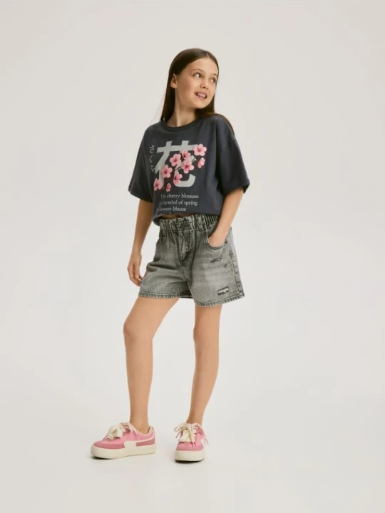 Foto del prodotto Reserved - Pantaloncini denim paperbag - grigio chiaro