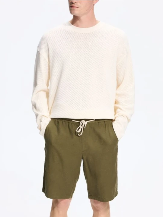 Foto del prodotto Reserved - Pantaloncini jogger misto lino - verde scuro