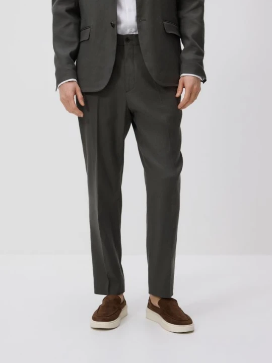Foto del prodotto Reserved - Pantaloni carrot con lino - verde scuro
