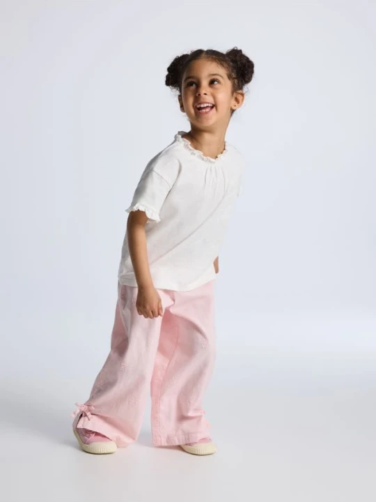 Foto del prodotto Reserved - Pantaloni in cotone con ricami traforati - rosa pastello