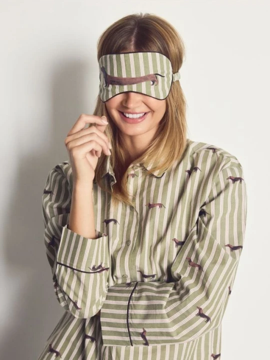 Foto del prodotto Reserved - Pigiama in cotone con maschera per gli occhi - verde-marrone