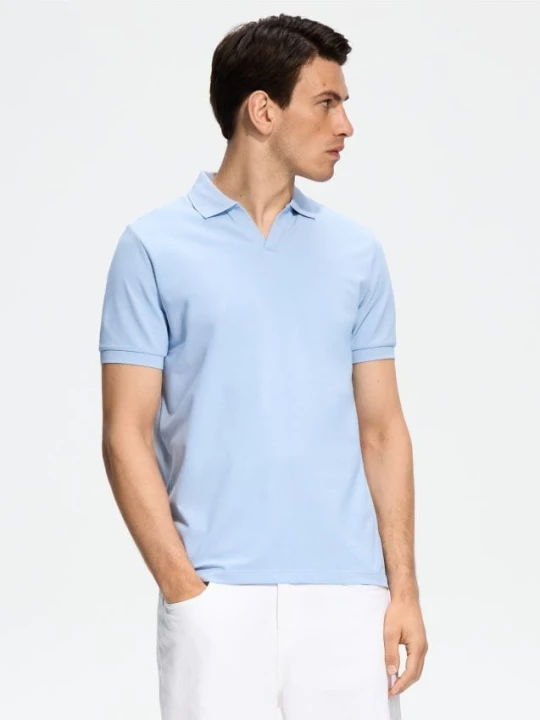 Foto del prodotto Reserved - Polo regular in cotone mercerizzato - blu pallido