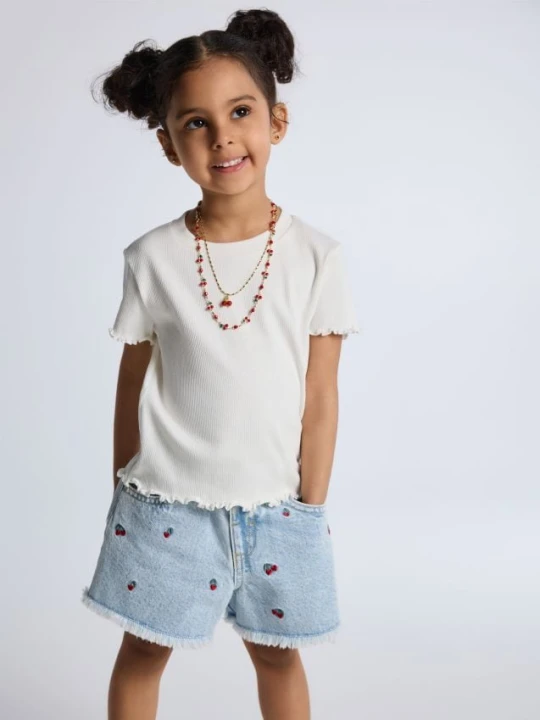 Foto del prodotto Reserved - Shorts paperbag in denim con ricamo - blu