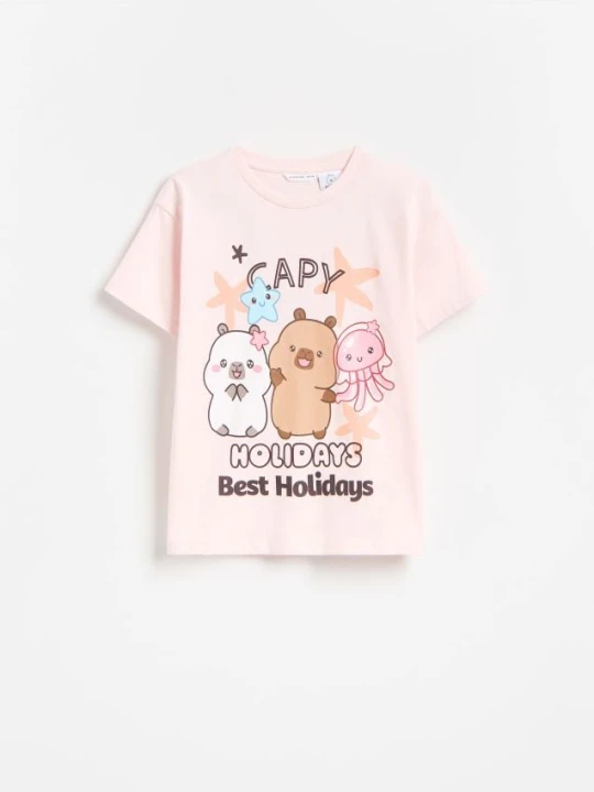 Foto del prodotto Reserved - T-shirt Capibara CapyFun - rosa pastello