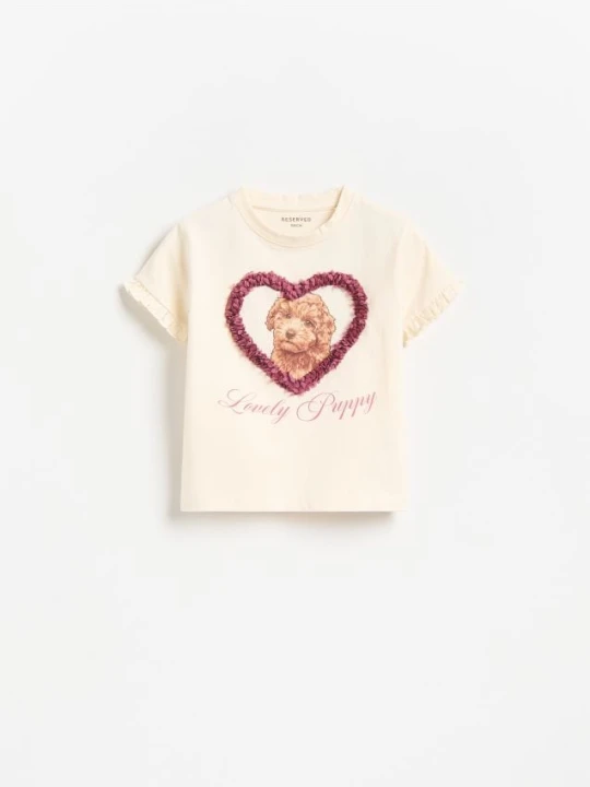 Foto del prodotto Reserved - T-shirt con stampa e applicazione - nude
