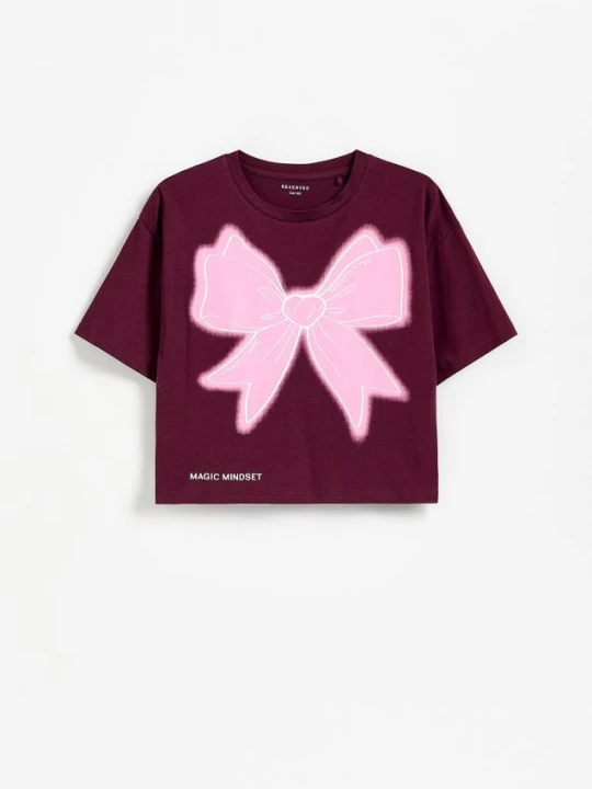 Foto del prodotto Reserved - T-shirt corto con stampa - bordeaux