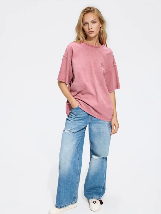Foto del prodotto Reserved - T-shirt in cotone con slogan - bordeaux