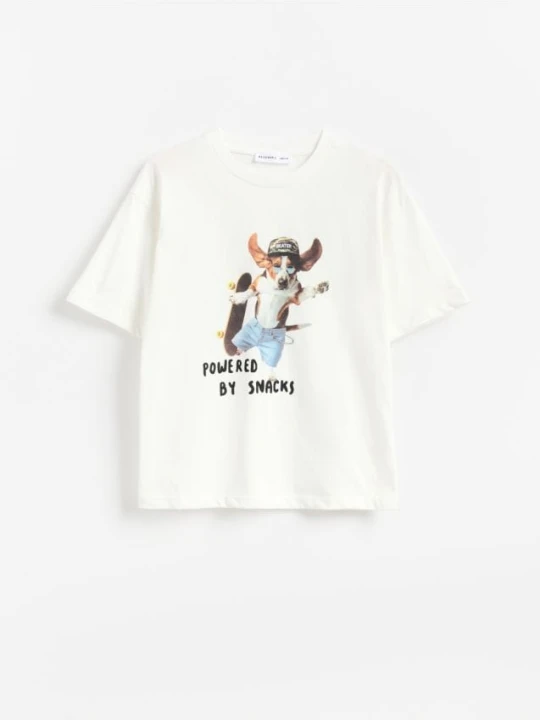 Foto del prodotto Reserved - T-shirt in cotone stampato - bianco