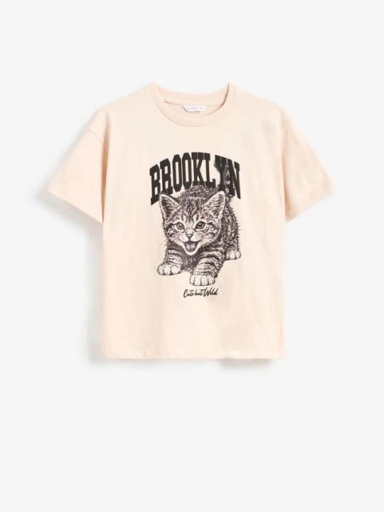 Foto del prodotto Reserved - T-shirt loose con stampa - nude