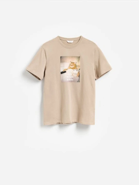 Foto del prodotto Reserved - T-shirt regular fit con stampa - beige