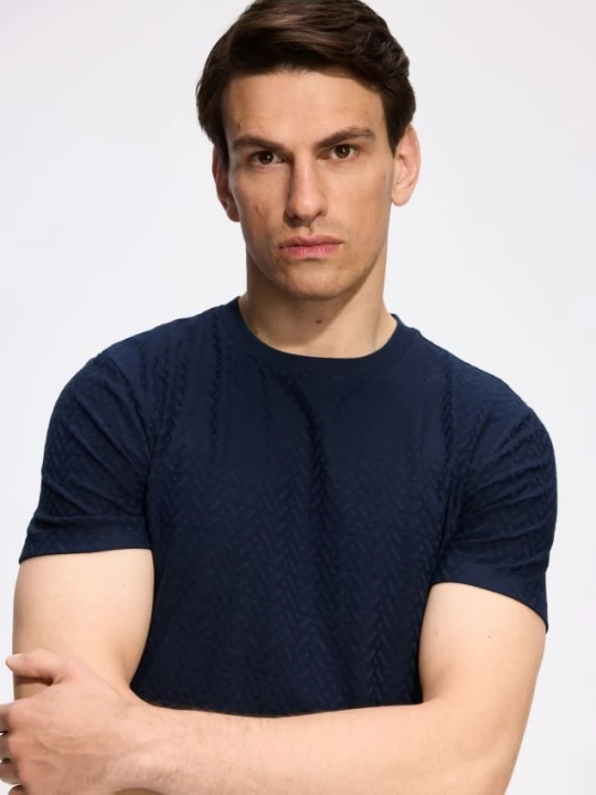 Foto del prodotto Reserved - T-shirt slim fit in tessuto strutturato - blu scuro