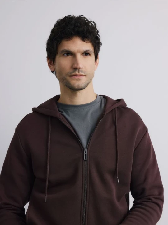 Foto del prodotto Reserved - Top da jogging con zip e cappuccio - marrone scuro