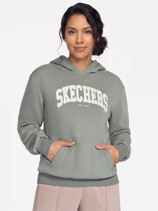 Foto del prodotto Skechers Donna Collegiate Pullover felpa con cappuccio in Talpa / Oliva