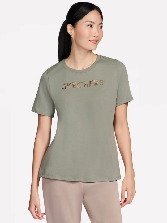 Foto del prodotto Skechers Donna Dazzle corto Sleeve maglietta in Talpa / Oliva