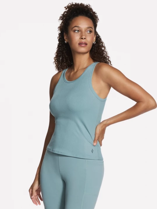 Foto del prodotto Skechers Donna GO WALK Luxe Rib Tank in Grigio Chiaro / Turchese