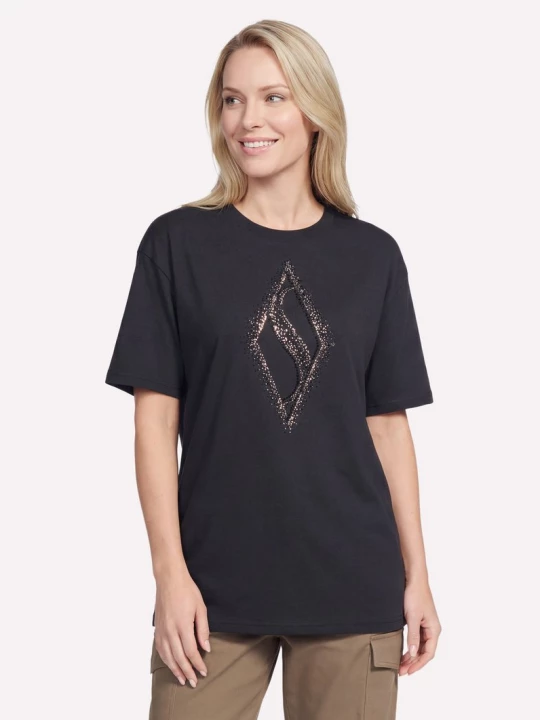 Foto del prodotto Skechers Donna Gold Splatter Diamond corto Sleeve maglietta in Nero