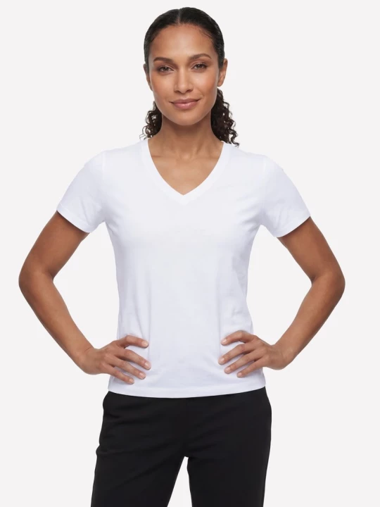 Foto del prodotto Skechers Donna Pima V-Neck maglietta in Bianco
