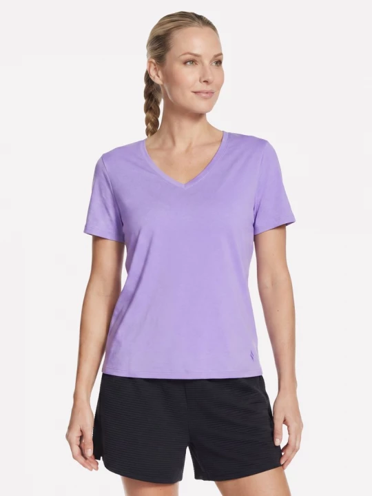 Foto del prodotto Skechers Donna Pima V-Neck maglietta in Porpora / Corallo