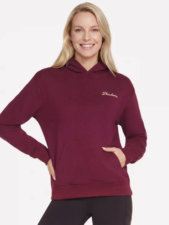 Foto del prodotto Skechers Donna Signature felpa con cappuccio in Bordeaux / Rosa