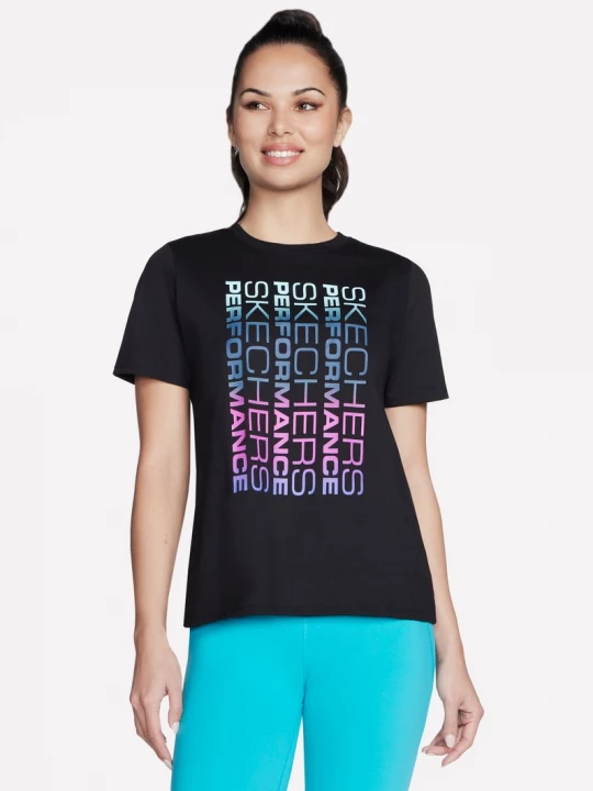 Foto del prodotto Skechers Donna Vibrant Glow corto Sleeve maglietta in Nero