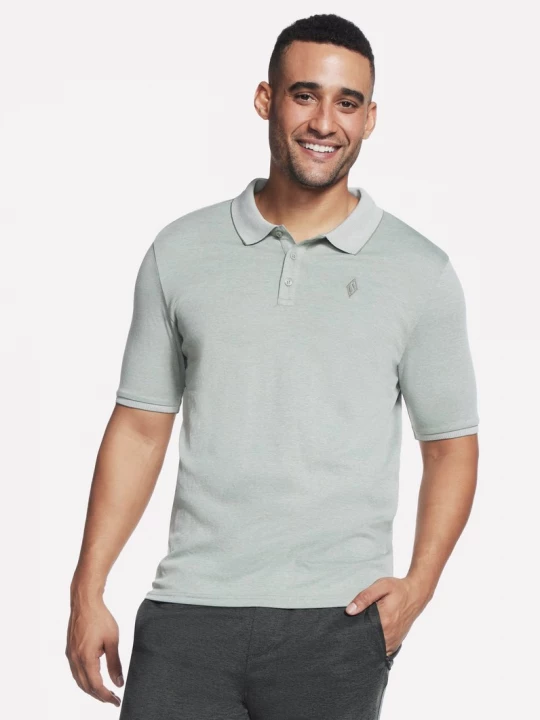 Foto del prodotto Skechers Uomo Apparel Off Duty Polo Shirt in Grigio Chiaro / Verde, Taglia Piccolo