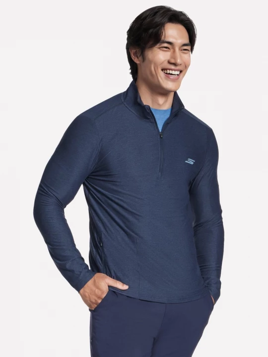 Foto del prodotto Skechers Uomo GO DRI All Day 1 / 4 Zip in Blu Navy Blue, Taglia Piccolo