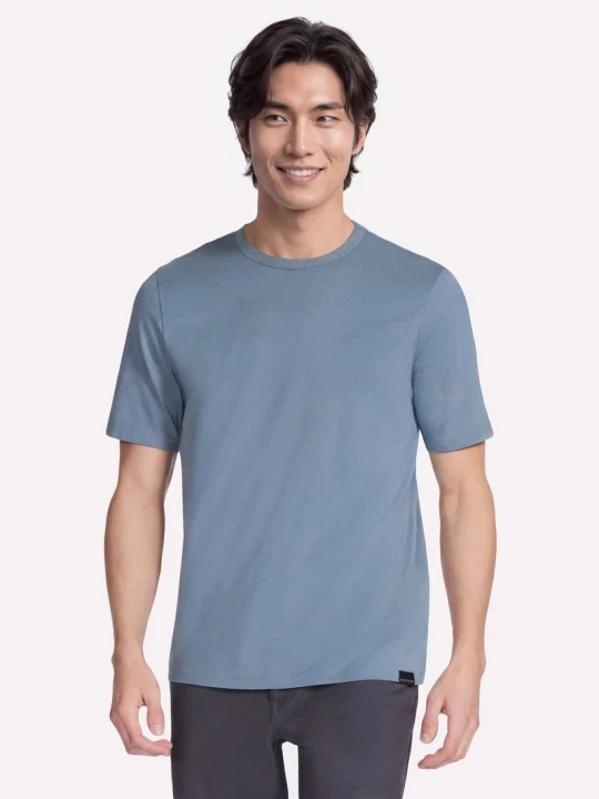 Foto del prodotto Skechers Uomo GO DRI Pima Crew in Blu / Porpora, Taglia Piccolo