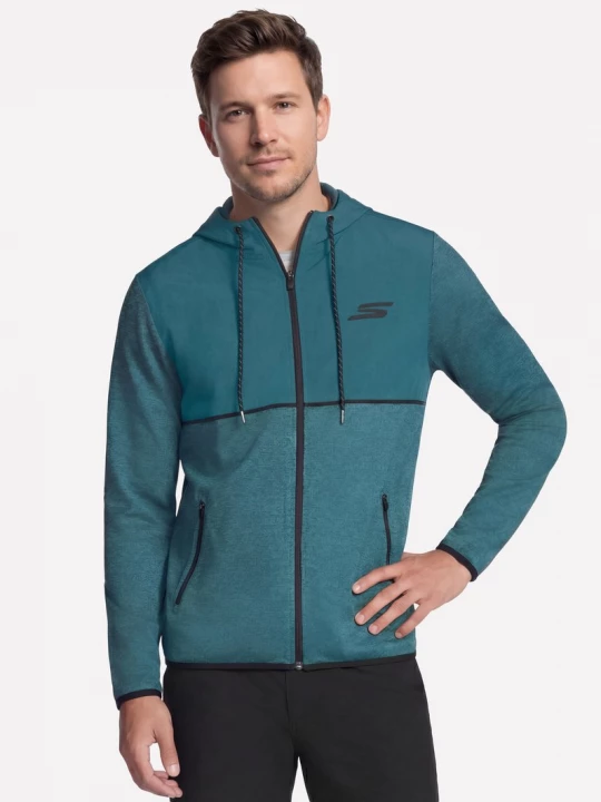 Foto del prodotto Skechers Uomo Harry Kane Weekend Full Zip felpa con cappuccio in Carbone / Petrolio, Taglia Piccolo