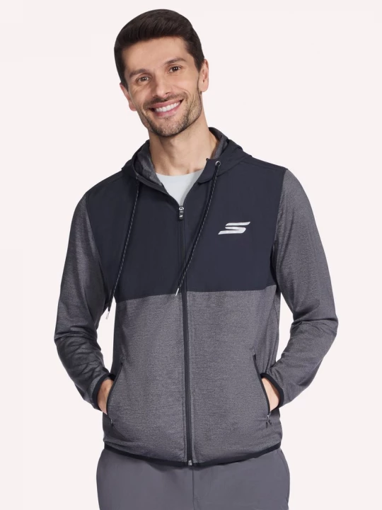 Foto del prodotto Skechers Uomo Harry Kane Weekend Full Zip felpa con cappuccio in Nero / Carbone, Taglia Piccolo