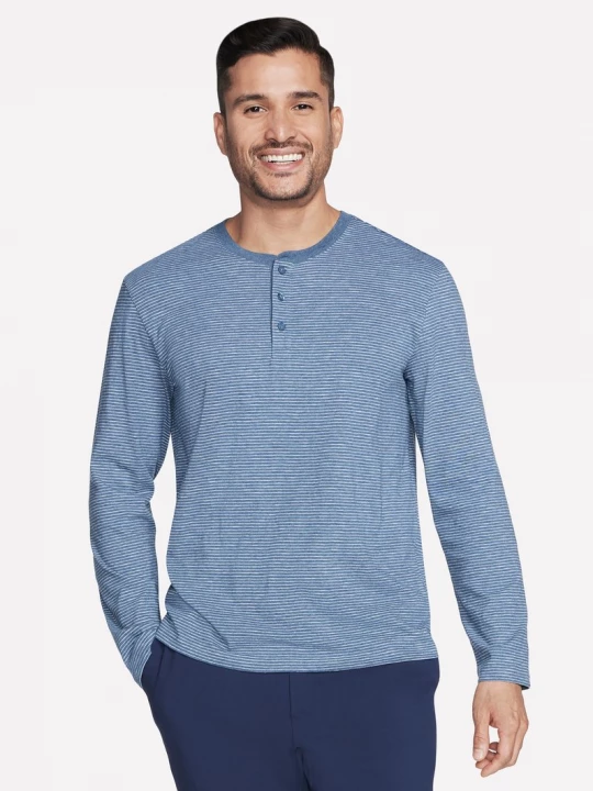 Foto del prodotto Skechers Uomo Skech Jersey Henley in Denim, Taglia Piccolo