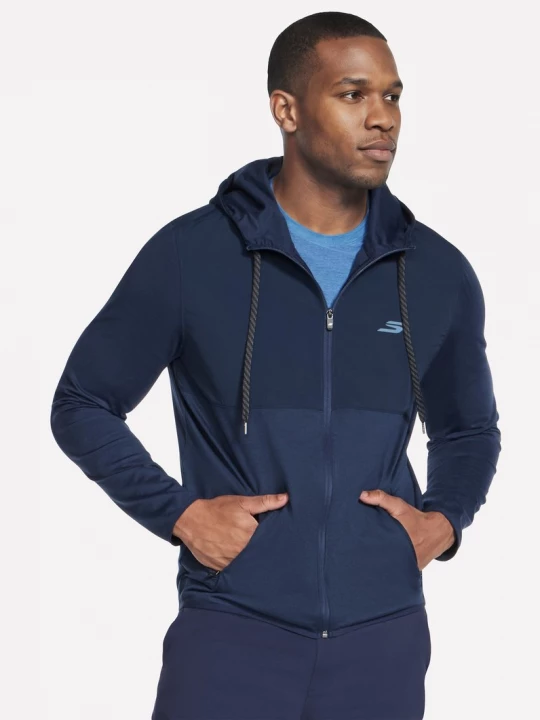 Foto del prodotto Skechers Uomo SKECH-KNITS Ultra Go Weekend Full Zip felpa con cappuccio in Blu Navy Blue, Taglia Piccolo