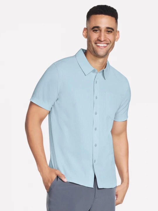 Foto del prodotto Skechers Uomo The GO WALK Air corto Sleeve Shirt in Bianco / Blu, Taglia Piccolo