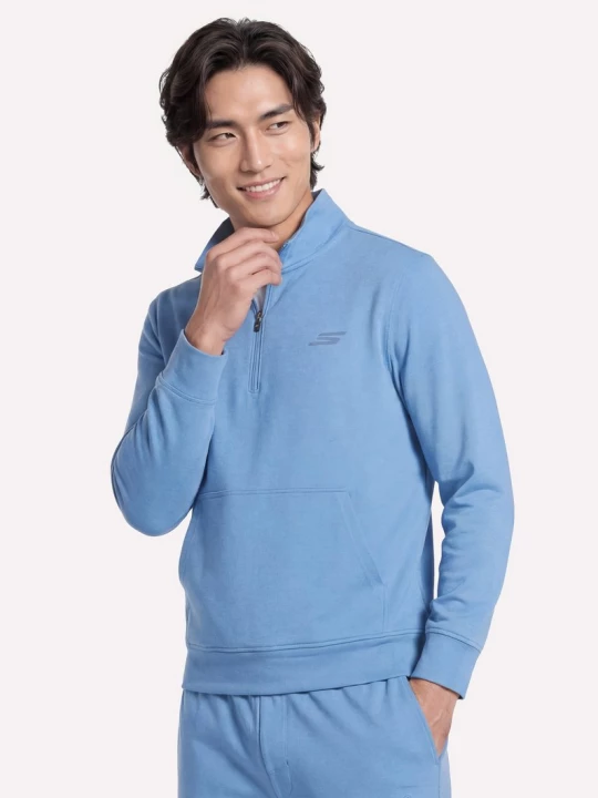 Foto del prodotto Skechers Uomo Weekend Easy 1 / 4 Zip in Bianco / Pervinca, Taglia Piccolo