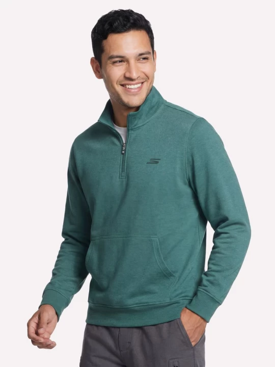 Foto del prodotto Skechers Uomo Weekend Easy 1 / 4 Zip in Grigio / Oliva, Taglia Piccolo