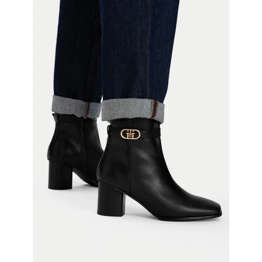 Foto del prodotto Stivaletti Tommy Hilfiger Th Strap Leather Block Heel Boot FW0FW09488 Nero