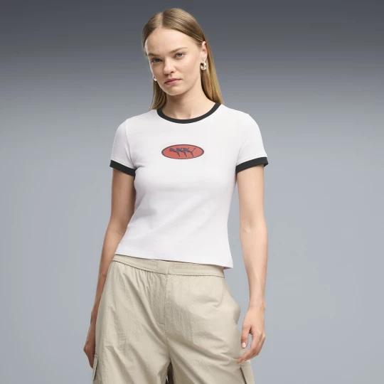 Foto del prodotto T-shirt con grafica FUTURE.PUMA.ARCHIVE da donna, Abbigliamento, Bianco biały