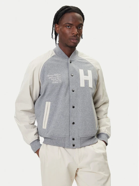Foto del prodotto Tommy Hilfiger Bomber Mix Media Varsity MW0MW39684 Grigio chiaro Regular Fit