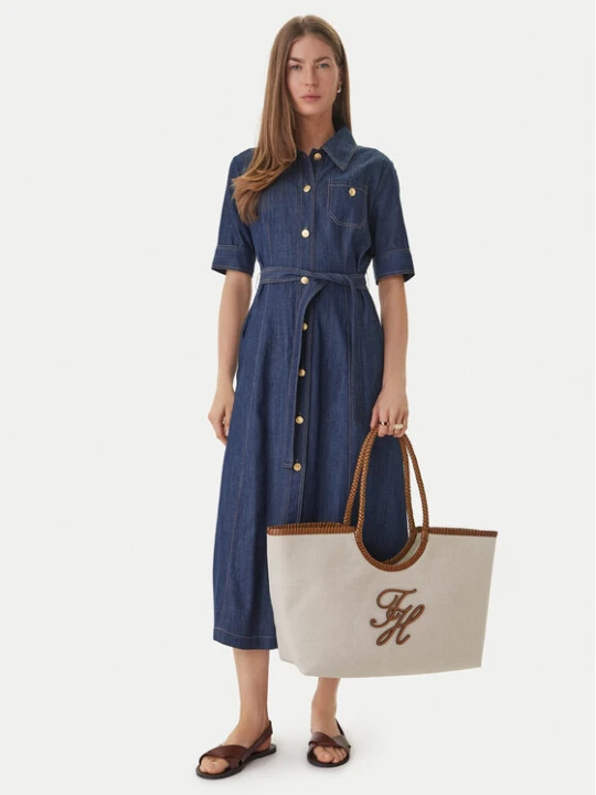 Foto del prodotto Tommy Hilfiger Borsetta Th Elev Summ Maxi Tote Canvas AW0AW18629 Beige