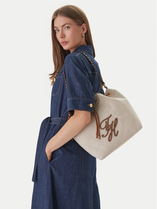 Foto del prodotto Tommy Hilfiger Borsetta Th Elev Summer Bucket Canvas AW0AW18631 Beige