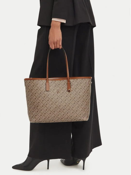 Foto del prodotto Tommy Hilfiger Borsetta Th Monoplay Leather Tote AW0AW17416 Beige chiaro