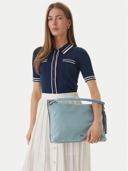 Foto del prodotto Tommy Hilfiger Borsetta Th Statement Leather Bag Suede AW0AW18402 Azzurro chiaro