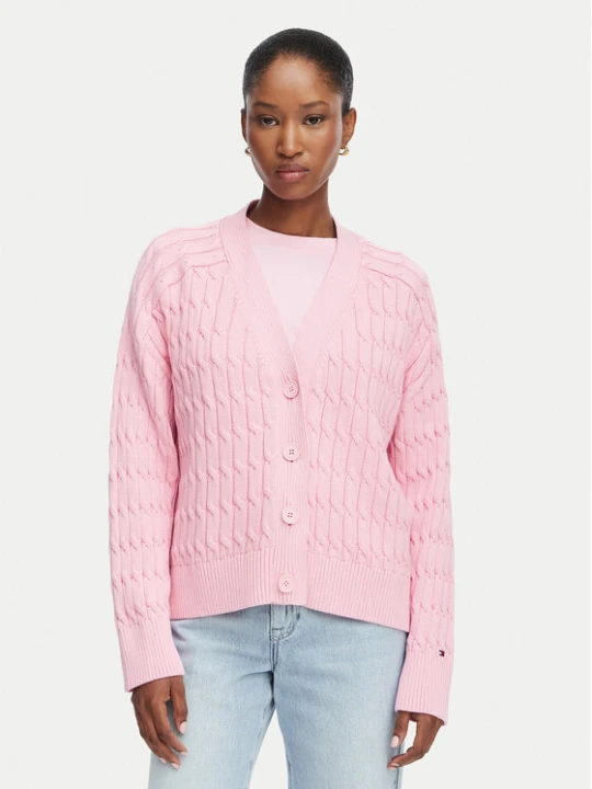 Foto del prodotto Tommy Hilfiger Cardigan Mid Gg Cable WW0WW50078 Rosa chiaro Regular Fit