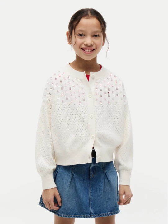 Foto del prodotto Tommy Hilfiger Cardigan Pointelle KG0KG09503 Crema Relaxed Fit