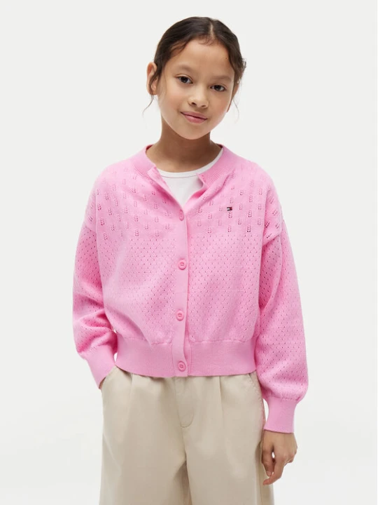 Foto del prodotto Tommy Hilfiger Cardigan Pointelle KG0KG09503 Rosa chiaro Relaxed Fit