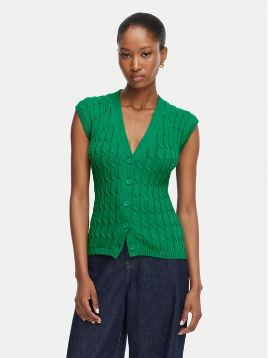 Foto del prodotto Tommy Hilfiger Gilet Mid Gg Cable WW0WW50075 Verde Regular Fit