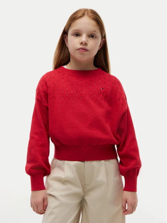 Foto del prodotto Tommy Hilfiger Maglione Pointelle KG0KG09504 Rosso Relaxed Fit