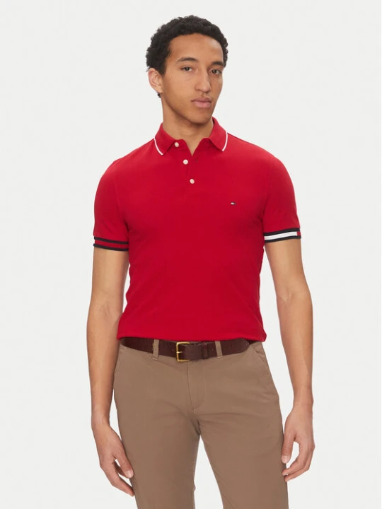 Foto del prodotto Tommy Hilfiger Polo Flag Cuff MW0MW38458 Rosso Slim Fit