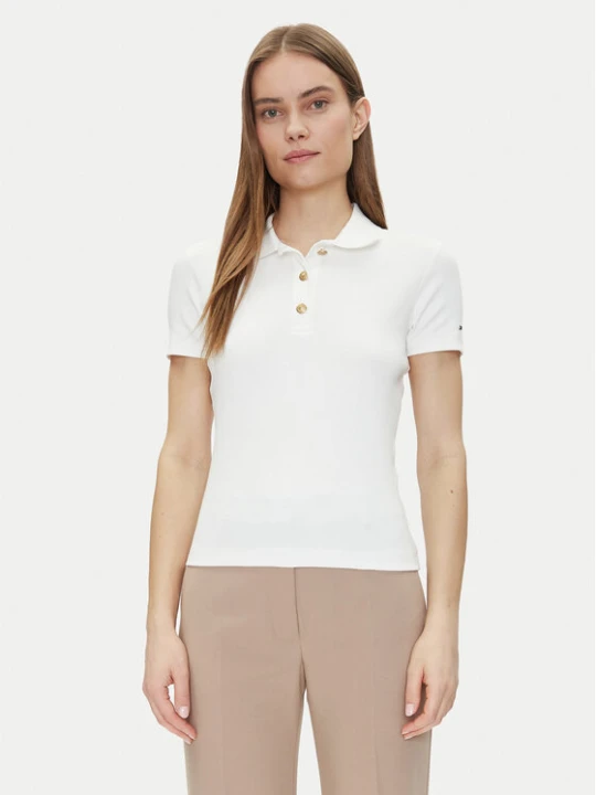 Foto del prodotto Tommy Hilfiger Polo Slim Gold Button Polo Ss WW0WW45436 Bianco Regular Fit
