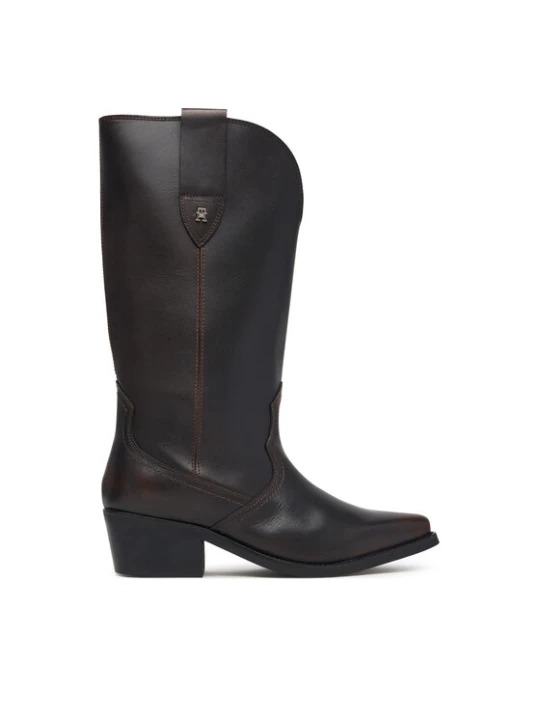 Foto del prodotto Tommy Hilfiger Stivali Leather Mid Calf Western Boot FW0FW09798 Marrone scuro
